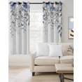 thumbnail image 3 of Blackout Curtains for Bedroom, Blue Eucalyptus Room Darkening Window Drapes for Living Room, Farmhouse Flowers Leaf White Watercolor Thermal Insulated Grommet Curtains, 52x90 inch, 2 Panels, 3 of 9