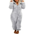 thumbnail image 1 of Pyjamas à Capuche en Peluche pour Femmes, Dessin Animé, Oreilles 3D, 1 of 6