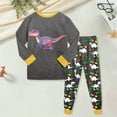 thumbnail image 2 of Hessimy Toddler Boys Girls Spring Summer Cute Pattern 2Pcs Long Sleeve Breathable Soft Sleepwear Pajamas, Summer Thermal Wear,12M-5Y(Dark Gray,2-3 Years), 2 of 5