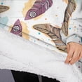 thumbnail image 3 of Oversized Wearable Blanket Hoodie,White Boho Tribal Feathers Pattern Sherpa Blanket Hoodie with Super Pockets,Super Warm Fuzzy Pullover for Women & Men, 3 of 6