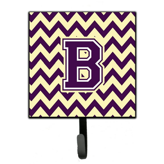 Letter B Chevron Purple and Gold Leash or Key Holder