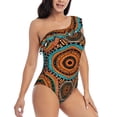 thumbnail image 3 of Sikiie African Tribal Style Print Women One Piece Swimsuits Tummy Control One Shoulder Bathing Suits Ruffle Swimwear, From S to XXL-X-Large, 3 of 6