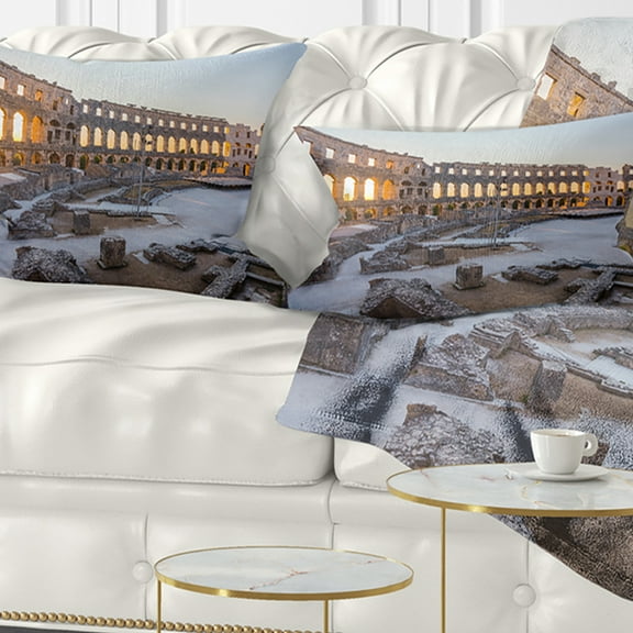 Designart 12" x 20" Blue Polyester Throw Pillow