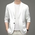 thumbnail image 4 of Spring and summer thin solid color men's casual small suit Korean men's business single western sun protection suit jacket men-dark grey-XXXL, 4 of 5