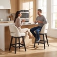 thumbnail image 3 of EOP 26'' Swivel Counter Height Bar Stools Set of 2, Modern Upholstered Bar Stools with Curved Back and Solid Wood Legs, Bar Chairs for Kitchen Island Home Bar, Beige, 3 of 11