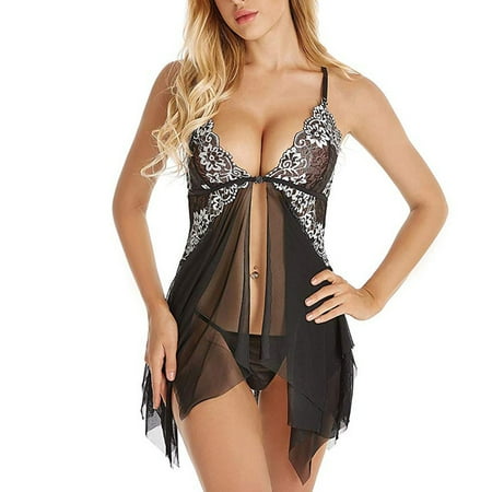 

Women Satin Silk Pajamas Plus Size Lingerie Women Underwear Lace Sleepwear