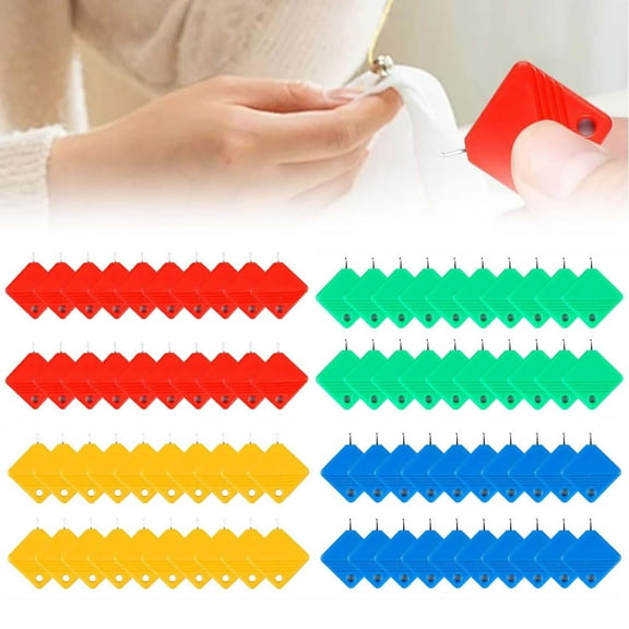 Automatic Needle Threader for Hand Sewing, 20-pack Plastic & Metal Threading Tool with B Colored Tails, Effortless Threading for Seniors & Low Vision Users, Essential Sewing Kit Accessory
