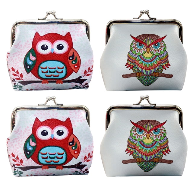Monedero de cuero de 4 piezas, lindo bolso de billetera con diseño de animal, regalos para mujeres y niños. Tipo: estilo 2;:;