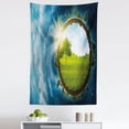 thumbnail image 1 of Earth Tapestry, Circular Frame with Endless Green Landscape Infinity Clouds Space, Fabric Wall Hanging Decor for Bedroom Living Room Dorm, 5 Sizes, Green Brown Petrol Blue, by Ambesonne, 1 of 1