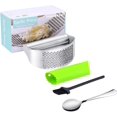 thumbnail image 2 of Stainless Steel Garlic Press Rocker with Green Silicone Peeler and Cleaning Brush & Coffee Spoon, 2 of 8
