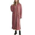 thumbnail image 2 of Zedker Dresses for Womens Long Sleeve Zipper Robes Oversized Waffle Knit Bathrobe Lightweight 2025 Fall Dresses Soft Sleepwear with Pockets Plus Size Pink M, 2 of 6