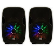 Acoustic Audio AA15LUB Powered 2000W 15" Bluetooth Speaker Pair MP3 with LED Flashing Light Display