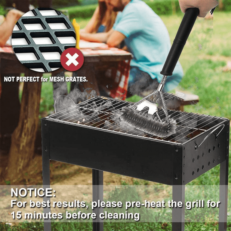 Grill Brush Bristle Free BBQ Non Wire Grill Brush and Scraper 16.5  Stainless Steel Safe BBQ Accessories Cleaner for Weber Gas/Charcoal  Porcelain/Ceramic/Iron/Steel Grates 