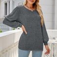 thumbnail image 2 of Bienvenido Puff Sleeve Blouse Top Loose Long Sleeve Round Neck Womens Tops for Parties Schools Offices Appointments Jobs Grey L, 2 of 8