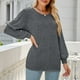 thumbnail image 2 of Blusa gris de manga larga con hombros abullonados y cuello redondo para mujer, prenda informal y formal, ideal para fiestas, escuela y trabajo, talla L, 2 of 8