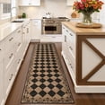 thumbnail image 5 of RUG ROBOT 2' x 6' Runner Rug for Hallway, Non Slip Washable Checkered Rug for Kitchen, Brown Neutral Bathroom Home Decor Plaid Diamond Low Pile Print Carpet for Entryway Bedroom Laundry, 5 of 7