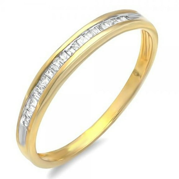 Dazzlingrock Collection 0.12 CT 18K Yellow Plated Sterling Silver White Diamond Ladies Ring, Size 6