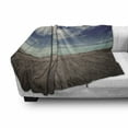 thumbnail image 3 of Dock Soft Flannel Fleece Blanket, Cloud Ocean Beach from Pier in the Middle of Nowhere Calm Harbour Landscape, Cozy Plush for Indoor and Outdoor Use, 50" x 60", Umber Navy Blue White, by Ambesonne, 3 of 6