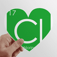 thumbnail image 1 of Chestry Elements Period Table Halogens Element Chlorine Cl Heart Vinyl Sticker Bicycle Bottle Decal, 1 of 3