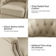 thumbnail image 4 of Genuine Leather Accent Chair with 360-Degree Swivel Base Nailhead Trims Armchair Apartment White, 4 of 7