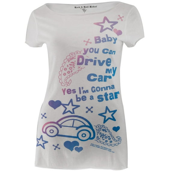 Beatles Women's Juniors Drive My Car Short Sleeve T Shirt