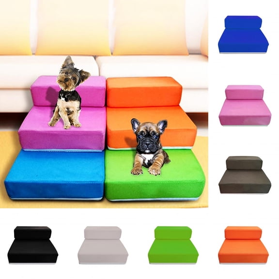 Walbest 2 Tier Breathable Mesh Step Foldable Pet Stairs Cozy Dog Ladder Cat Ramp Removable Washable Carpet Tread for Cats/Dogs