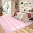 thumbnail image 2 of Towallmark 9x12 Washable Area Rug, Ultra Soft Low Pile Non-Slip Carpet, Modern Scalloped Print Floor Mat for Living Room Bedroom Home Decor, Pink, 2 of 9