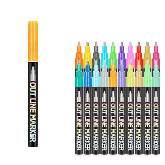 Wdhugt 20-Color Double Tip Highlighters And Watercolor Pens Set With Flash Effect For Artists And Students Plastic Case C
