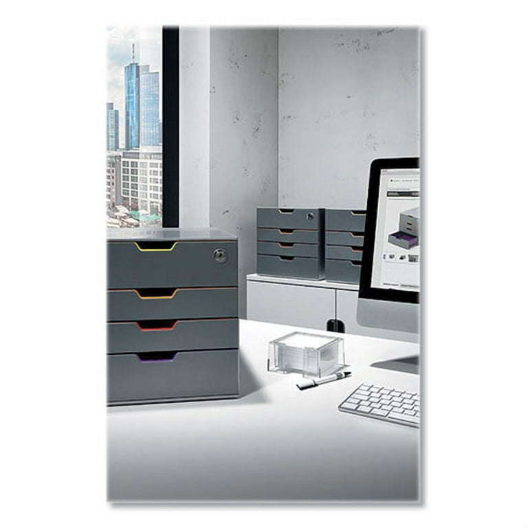 DURABLE Keyed Lock Desktop Drawer Organizer (VARICOLOR 4 Compartments with  Removable Labels) 14