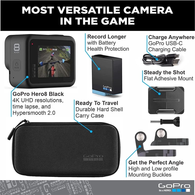 GoPro HERO8 Black 4K Waterproof Action Sports Camera - Walmart.com