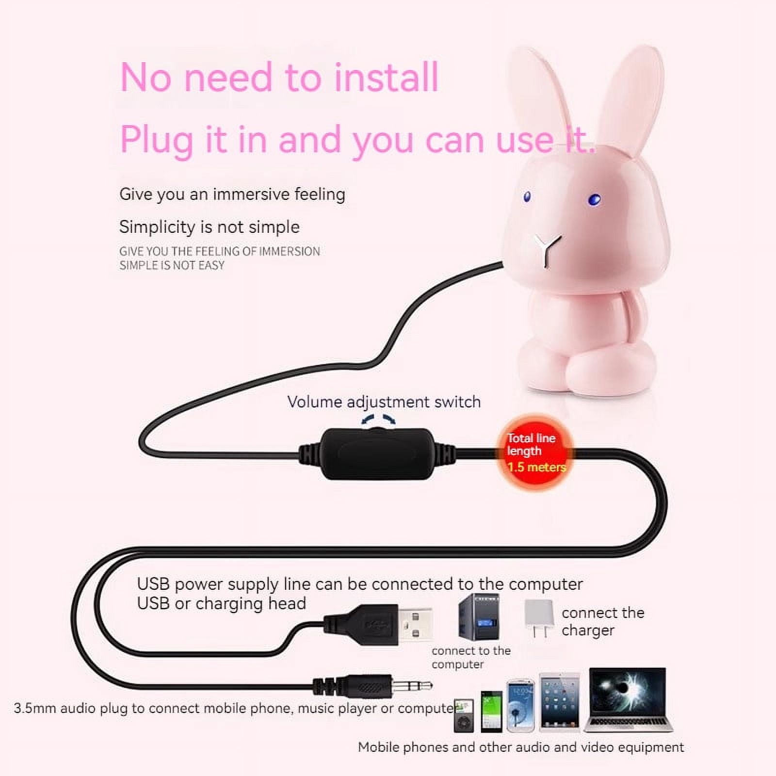 Desktop Computer Small Speaker Cute Cartoon Home with Plug-in Subwoofer Notebook Mini Desktop AudioGift for Easter Friends