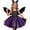 F190-Purple, variant on FYDUU Little Girls 4Pcs Pumpkin Halloween Outfit Orange Sparkle Tulle Tutu Dress Sleeveless Party Dress Arm Sleeves Headband and Candy Bag 5-6 Years
