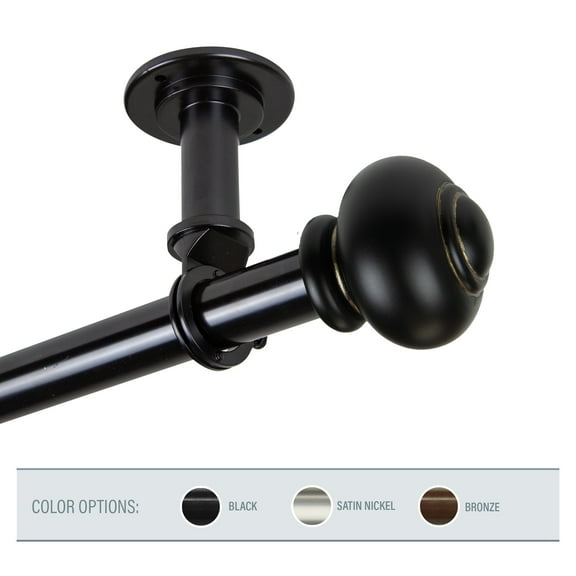 InStyleDesign  Coiled 1 inch Diameter Ceiling Curtain Rod/ Room Divider Black 66 to 120 inches Black Finish