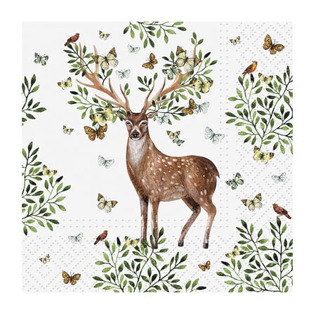 Cocktail Forest Antler Napkins. 20 Pack