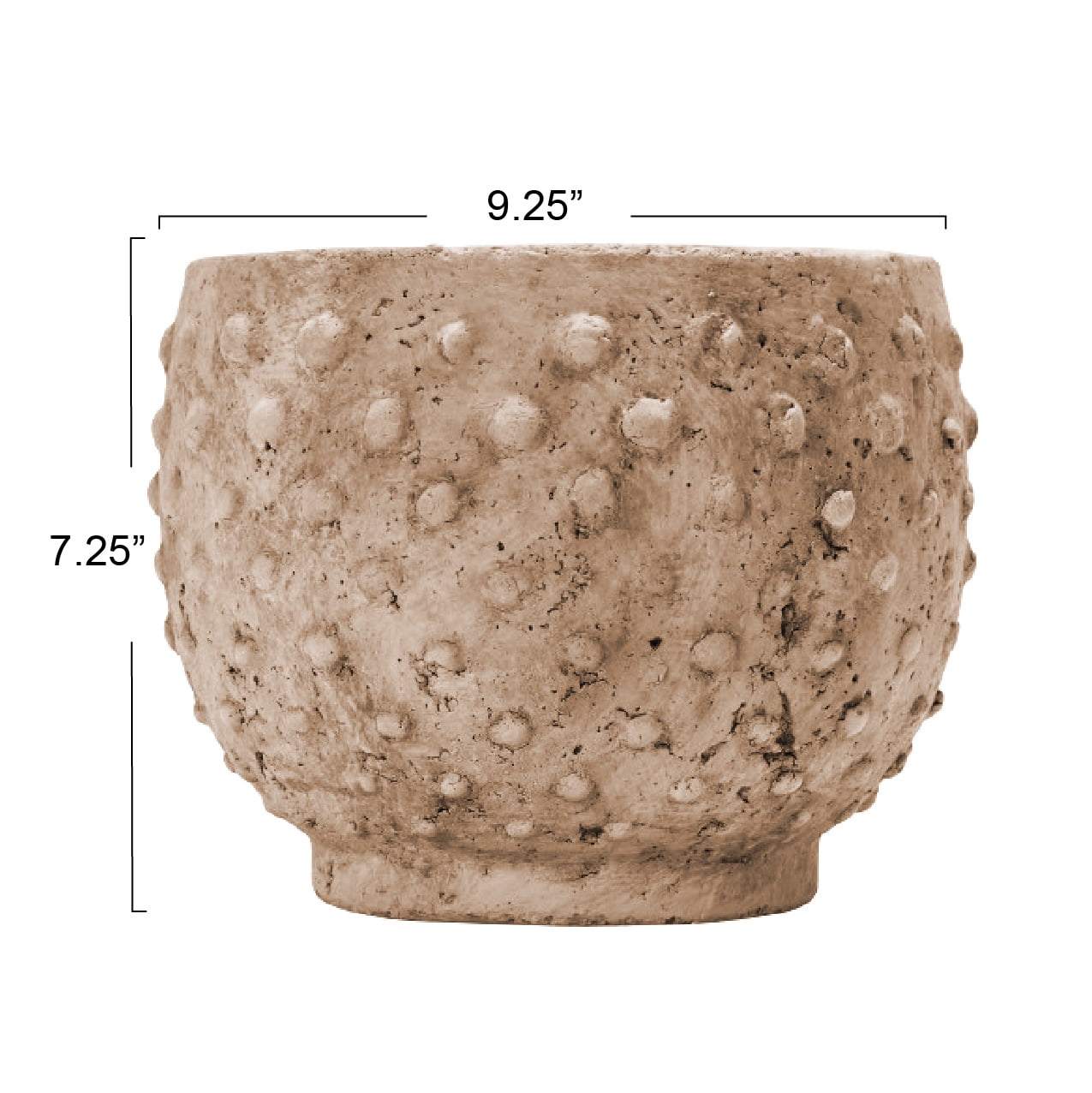 Creative Co-Op Round Sandstone Hobnail Planter with Distressed Finish, Greige