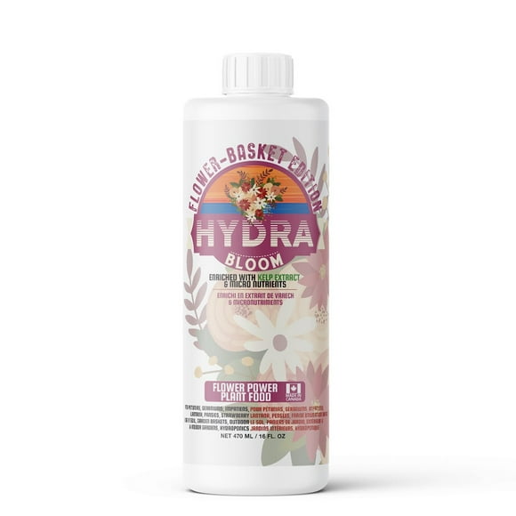 Hydrabloom Flower Basket Liquid Plant Fertilizer with Kelp - All Purpose Plant Food for Flowers, Hanging Baskets, Strawberries, Indoor and Outdoor Bloom Gardens for Hydroponics, Soil Containers 16 oz