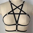 thumbnail image 2 of 2 Pcs Sexy Women Harness Halter Pentagram Body Harness Bra Caged Bra Cupless Bra Punk Gothic Style Strappy Bralette, 2 of 5