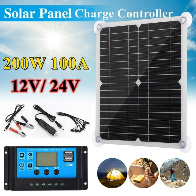 HAOAN Solar Panel Kit 200W 100A 12V/ 24V Battery Solar Charge Charger With Controller High Effciency Power Station Caravan RV Boat Car Outdoor Camping Trailer Emergency