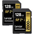 thumbnail image 2 of Lexar Professional 2000x 128GB SDXC UHS-II Memory Card, 300MB/s Read, 260MB/s Write, 2-Pack, 2 of 15