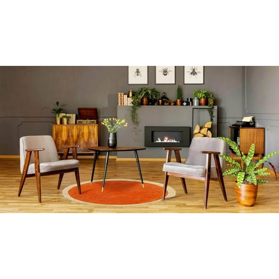 Gahilot International Natural Color Hand-Braided Geometric Jute Area Rug Round