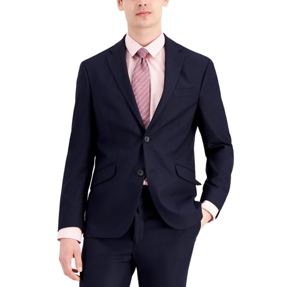 Kenneth Cole Mens Slim fit Sport Coat Blazer 36 S Navy Blue Solid Stretch