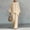 Linen Outfits-108Khaki, variant on Two Piece Outfits Womens Linen Boat Neck Batwing Oversized Linen Tops and High Waisted Wide Leg Flowy Linen Pants Breathable Skin Friendly Summer Beach Tropical Holiday Summer Suit