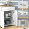 thumbnail image 6 of Giantex Kitchen Island w/Storage Cabinets, Trolley Cart w/Adjustable Height Shelves & Wheels, Spice Rack, Towel Rack, White, 6 of 6