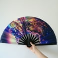 thumbnail image 7 of Huanledash Folding Fan Colorful Holographic Rave Fan Bamboo Ribs Hand Fan Decorative Gifts for Festival Dancing Party, 7 of 7