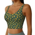 thumbnail image 2 of Hirioo Yellow Floral for Women's Sports Vest with Full-Print Design, Stretchy Fabric and Removable Pads-X-Large, 2 of 8