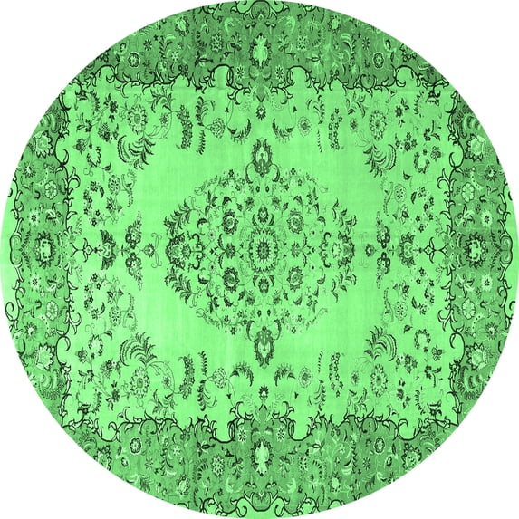 Ahgly Company Indoor Round Persian Emerald Green Traditional Area Rugs, 6' Round