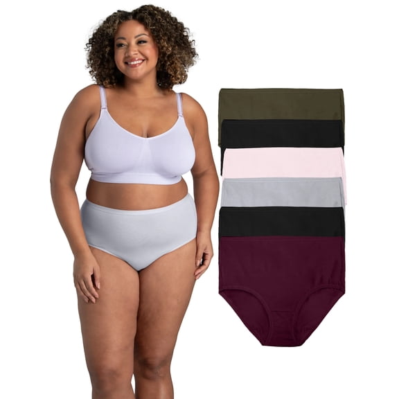 Fruit Of The Loom Fit For Me Women's 360 Stretch Soft Comfort Brief, 6 Pack