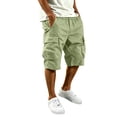 thumbnail image 3 of Men's Plain Cargo Shorts, Elastic Waist Multi-Pocket Pants, Summer Casual Straight Leg Bottoms, 3 of 7