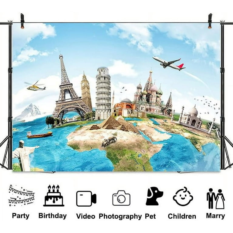 Jungle Animals Birthday Backdrop - 7.2ft Round Tropical Leaves & Safari Theme Photo Booth Background 3 thumbnail image