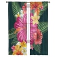 thumbnail image 3 of Green Plant Red Hibiscus Printed Curtains Drape Sheer Tulle Home ration Living Room Bedroom Cortinas Chiffon Window Curtains, 3 of 7